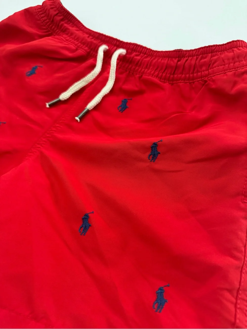 Polo by Ralph Lauren Youth Red Swim Shorts with Navy Pony Embroidery
